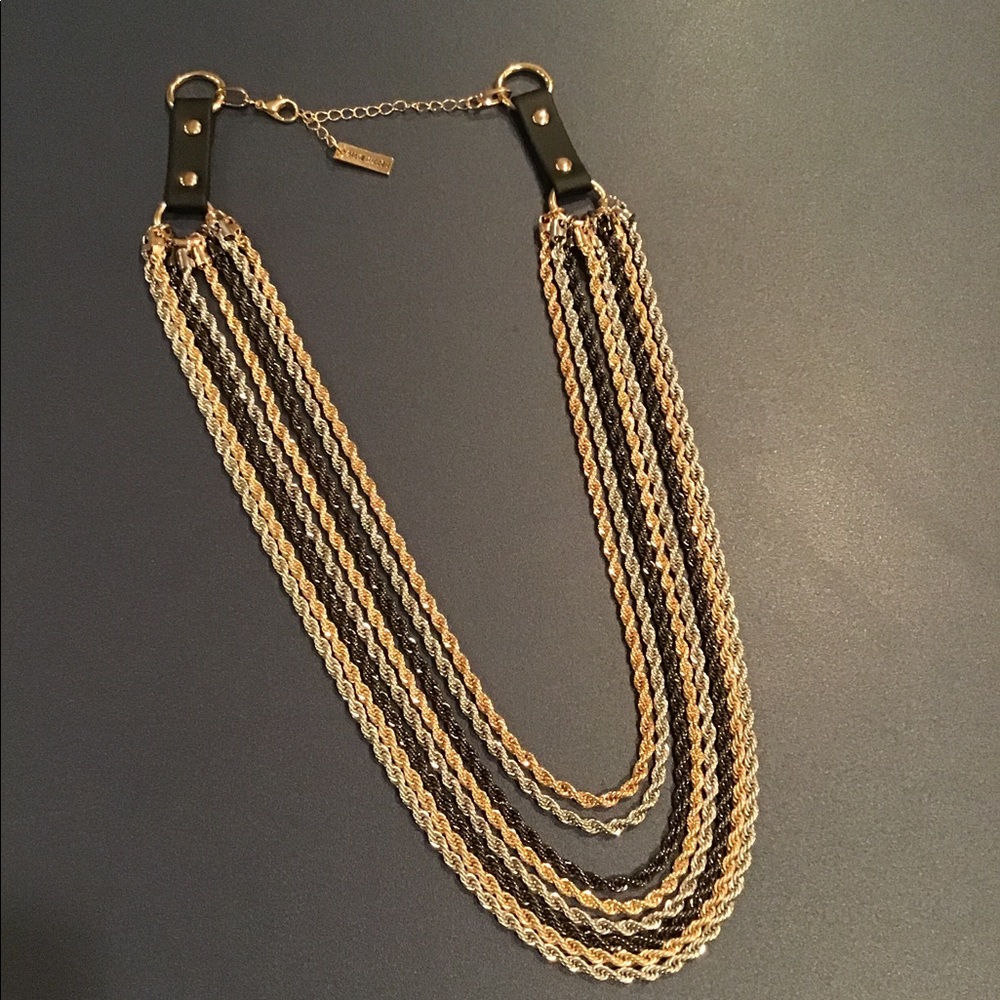 Steve Madden Gold and Black Multi-Strand Necklace